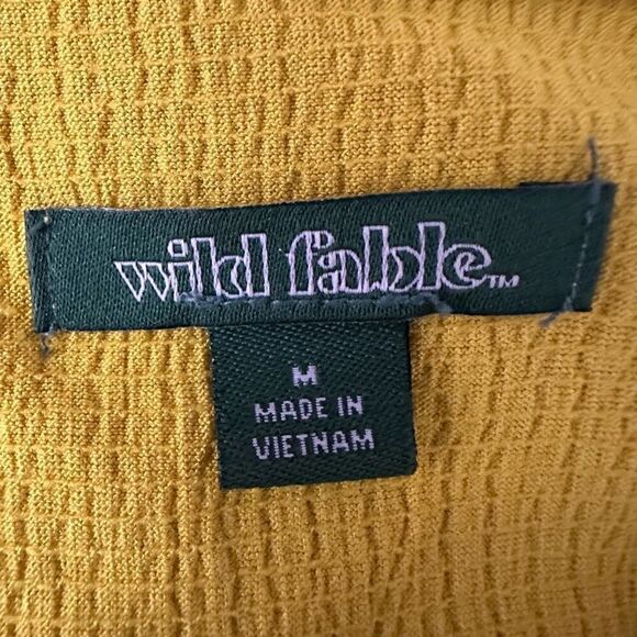 Wild Fable Mustard Shoulder Tie Textured Sleeveless Dress Size Medium - Picture 4 of 9